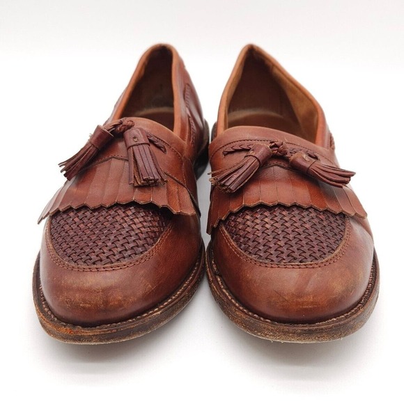 Allen Edmonds Mens 10 D Cody Brown Tassel Kiltie Weave Loafer Leather Dress Shoe - Picture 3 of 9
